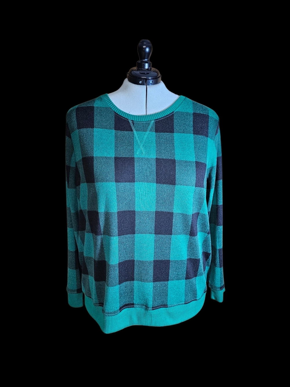Buffalo Check Crewneck Sweater - Green & Black